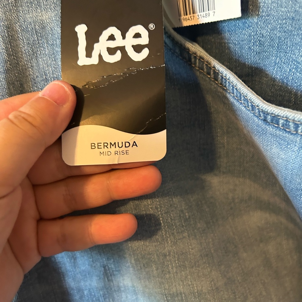 Lee Blue Jean Shorts with Frayed Hem - Picture 4 of 10